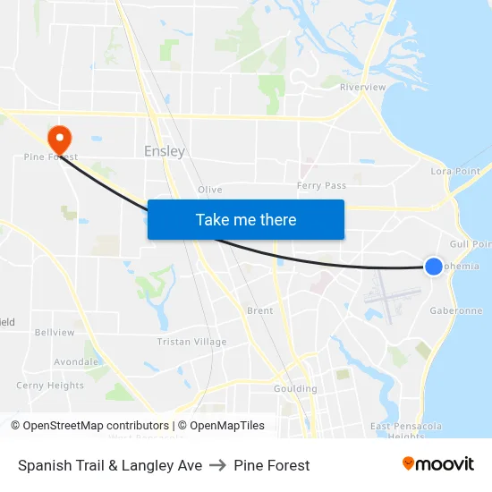 Spanish Trail & Langley Ave to Pine Forest map