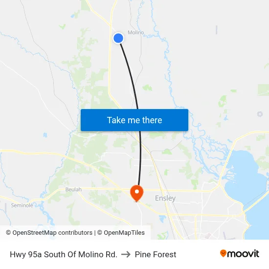Hwy 95a South Of Molino Rd. to Pine Forest map