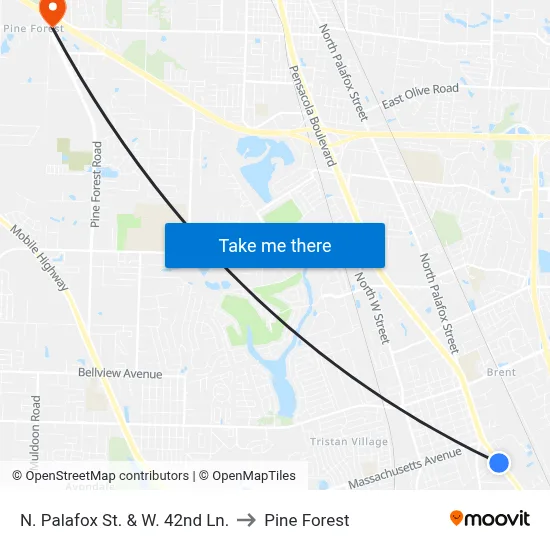 N. Palafox St. & W. 42nd Ln. to Pine Forest map