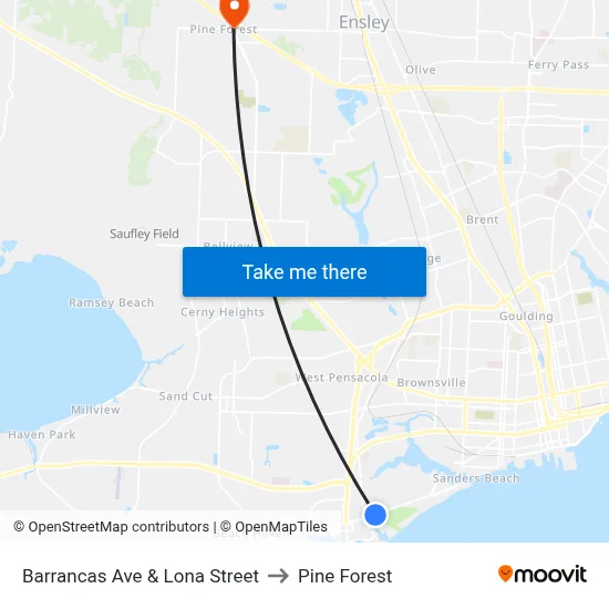 Barrancas Ave & Lona Street to Pine Forest map