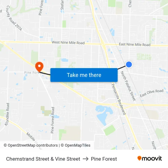 Chemstrand Street & Vine Street to Pine Forest map