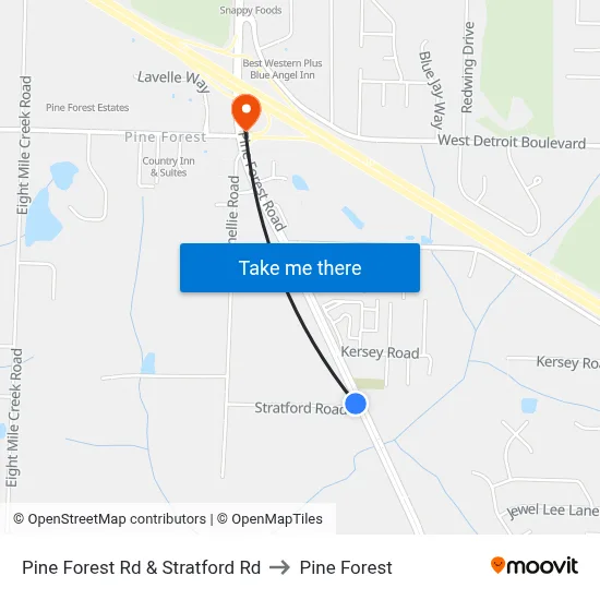 Pine Forest Rd & Stratford Rd to Pine Forest map