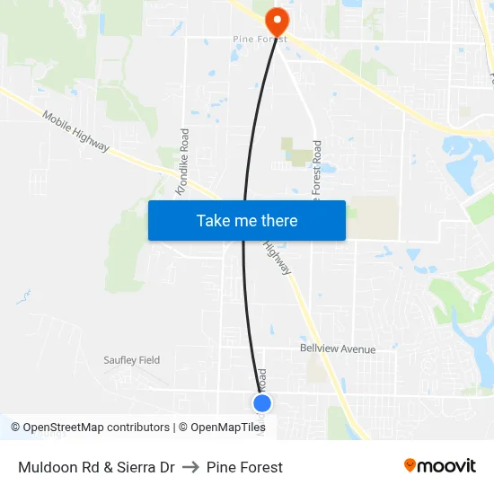Muldoon Rd & Sierra Dr to Pine Forest map