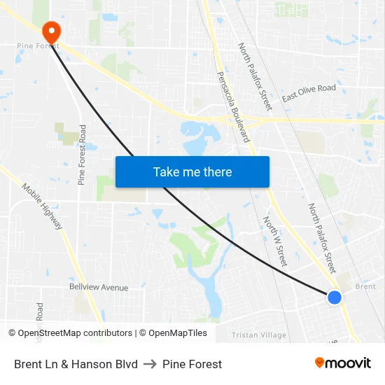 Brent Ln & Hanson Blvd to Pine Forest map