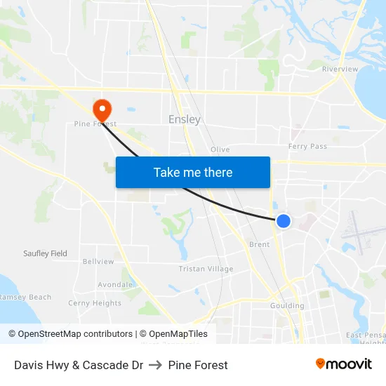 Davis Hwy & Cascade Dr to Pine Forest map