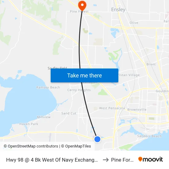 Hwy 98 @ 4 Bk West Of Navy Exchange Rd. to Pine Forest map