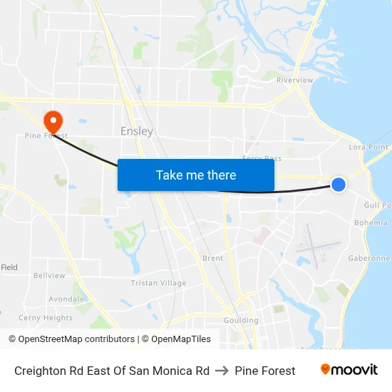 Creighton Rd East Of San Monica Rd to Pine Forest map