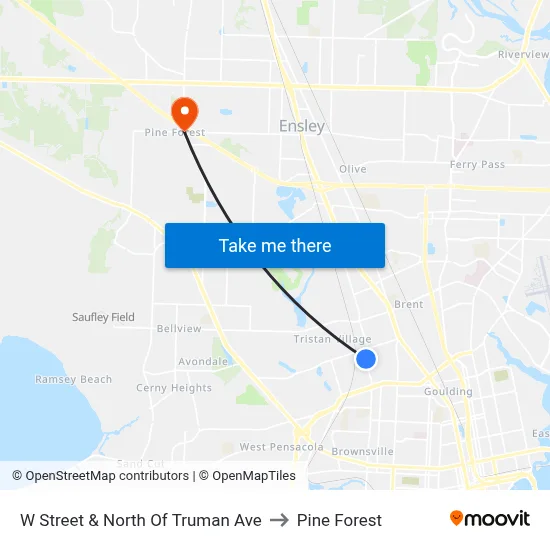W Street & North Of Truman Ave to Pine Forest map