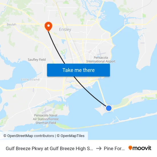 Gulf Breeze Pkwy at Gulf Breeze High School to Pine Forest map