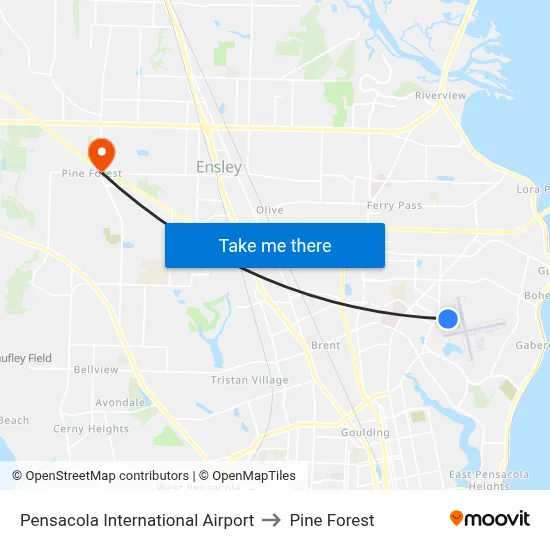 Pensacola International Airport to Pine Forest map