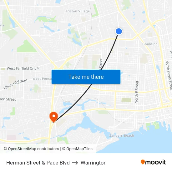 Herman Street & Pace Blvd to Warrington map