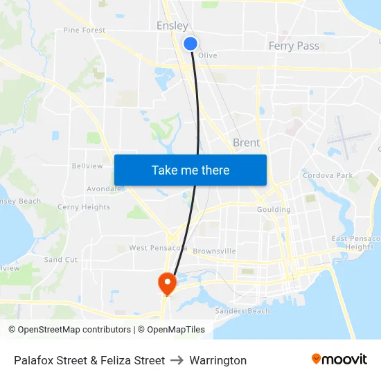 Palafox Street & Feliza Street to Warrington map