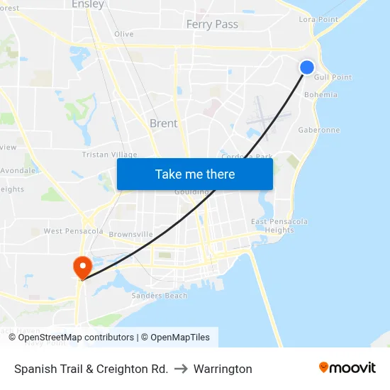 Spanish Trail & Creighton Rd. to Warrington map