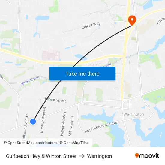 Gulfbeach Hwy & Winton Street to Warrington map