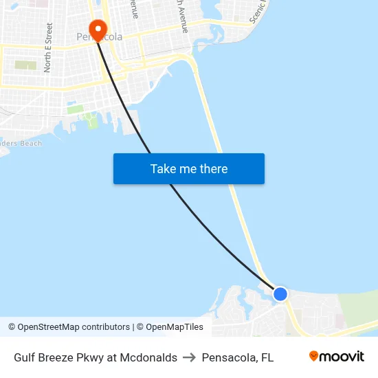 Gulf Breeze Pkwy at Mcdonalds to Pensacola, FL map