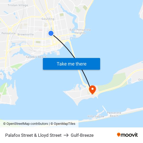 Palafox Street & Lloyd Street to Gulf-Breeze map