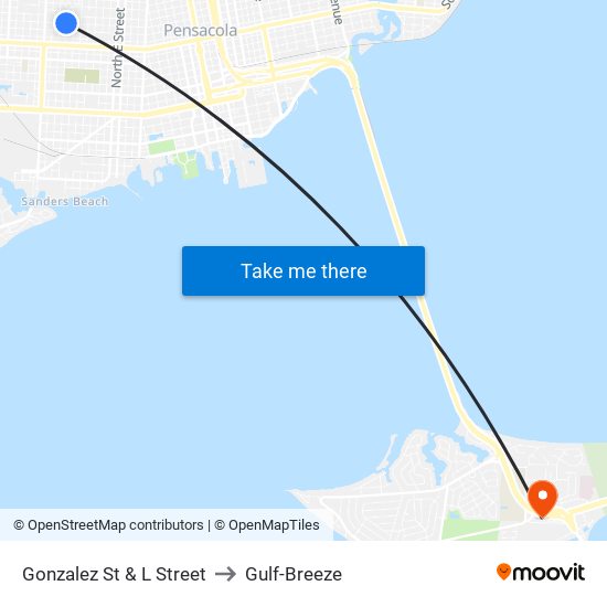 Gonzalez St & L Street to Gulf-Breeze map