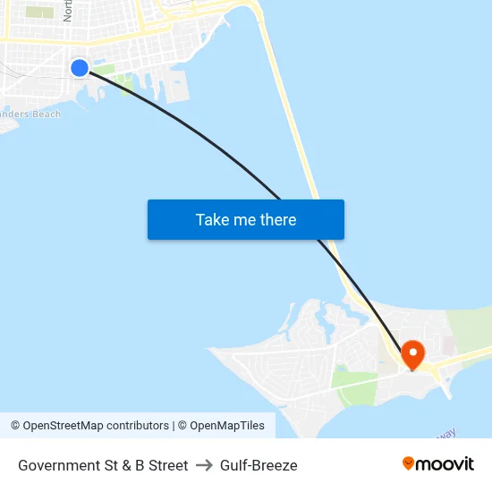 Government St & B Street to Gulf-Breeze map