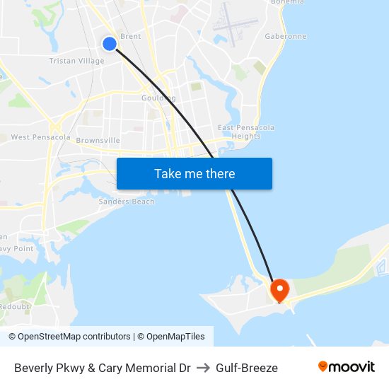 Beverly Pkwy & Cary Memorial Dr to Gulf-Breeze map