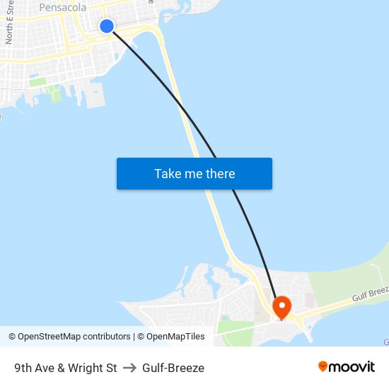 9th Ave & Wright St to Gulf-Breeze map