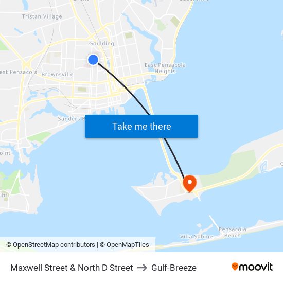 Maxwell Street & North D Street to Gulf-Breeze map