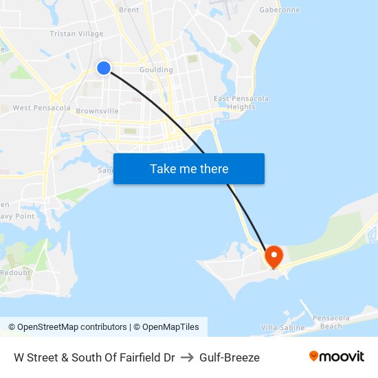 W Street & South Of Fairfield Dr to Gulf-Breeze map