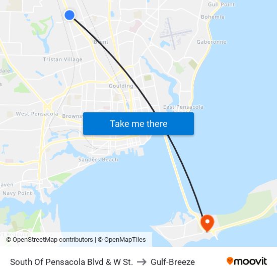 South Of Pensacola Blvd & W St. to Gulf-Breeze map