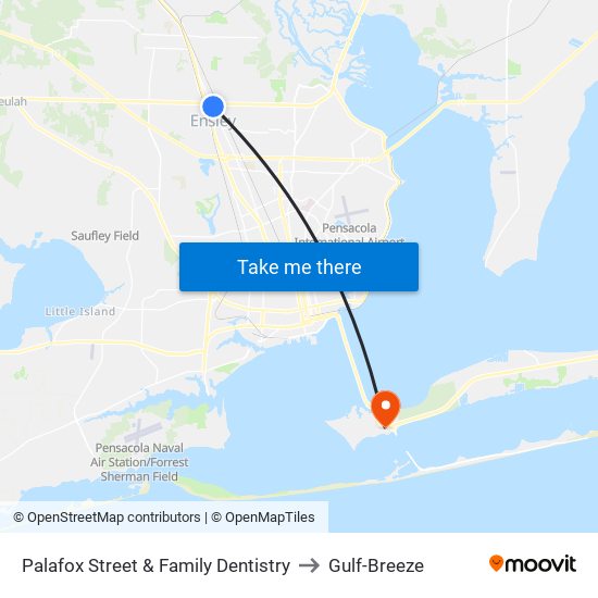 Palafox Street & Family Dentistry to Gulf-Breeze map