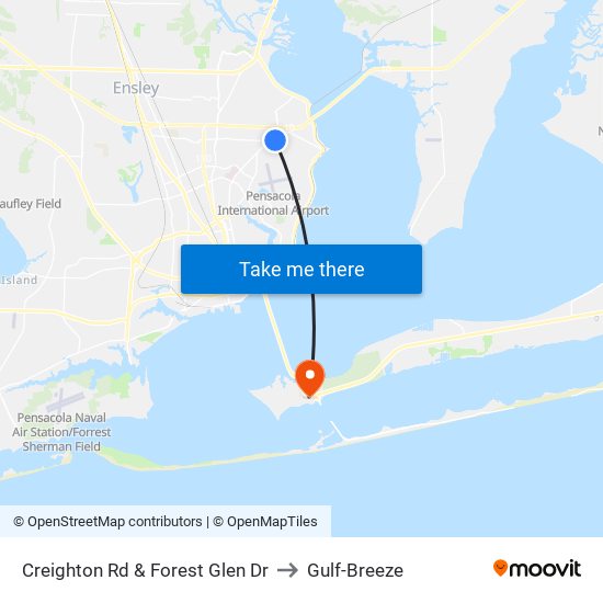 Creighton Rd & Forest Glen Dr to Gulf-Breeze map