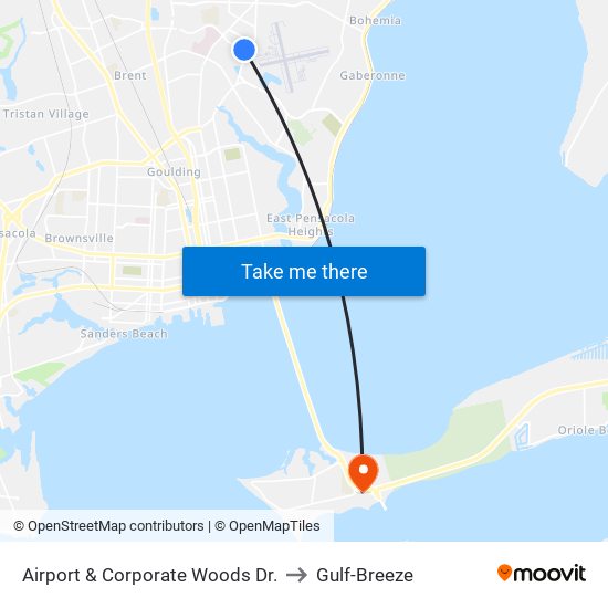 Airport & Corporate Woods Dr. to Gulf-Breeze map