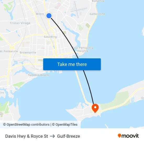 Davis Hwy & Royce St to Gulf-Breeze map