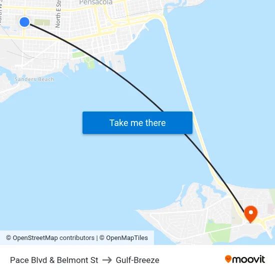 Pace Blvd & Belmont St to Gulf-Breeze map