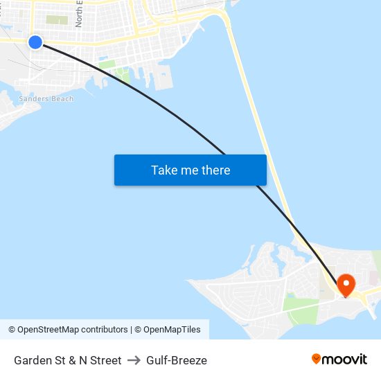 Garden St & N Street to Gulf-Breeze map