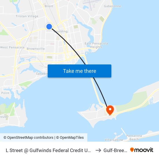 L Street @ Gulfwinds Federal Credit Union to Gulf-Breeze map