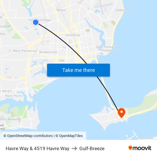 Havre Way & 4519 Havre Way to Gulf-Breeze map