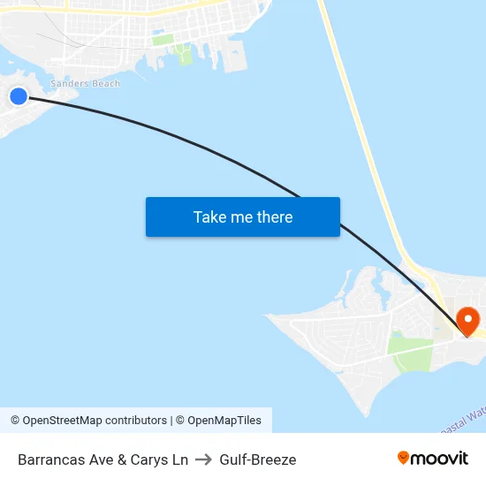 Barrancas Ave & Carys Ln to Gulf-Breeze map