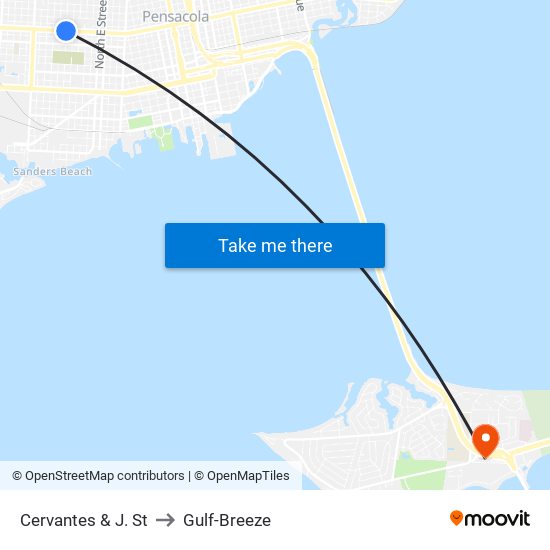 Cervantes & J. St to Gulf-Breeze map