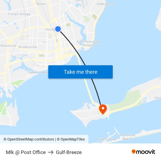 Mlk @ Post Office to Gulf-Breeze map