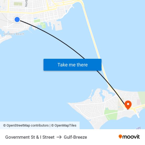 Government St & I Street to Gulf-Breeze map