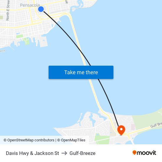 Davis Hwy & Jackson St to Gulf-Breeze map
