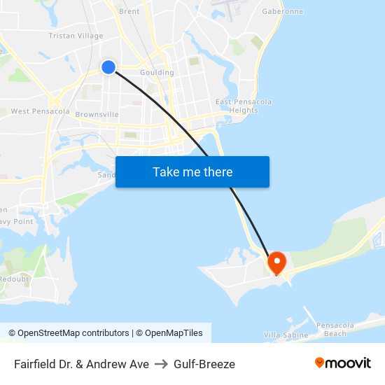 Fairfield Dr. & Andrew Ave to Gulf-Breeze map