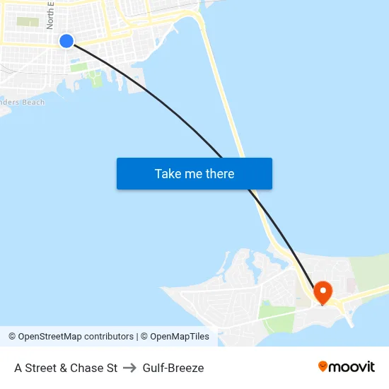 A Street & Chase St to Gulf-Breeze map