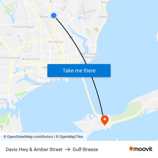 Davis Hwy & Amber Street to Gulf-Breeze map