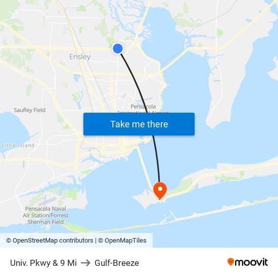 Univ. Pkwy & 9 Mi to Gulf-Breeze map