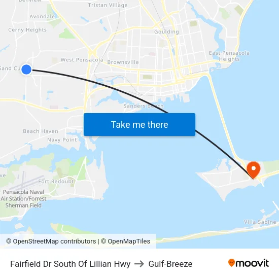 Fairfield Dr South Of Lillian Hwy to Gulf-Breeze map