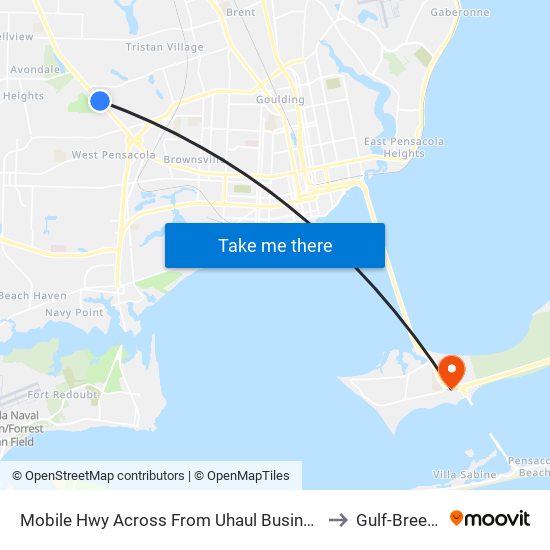 Mobile Hwy Across From Uhaul Business to Gulf-Breeze map