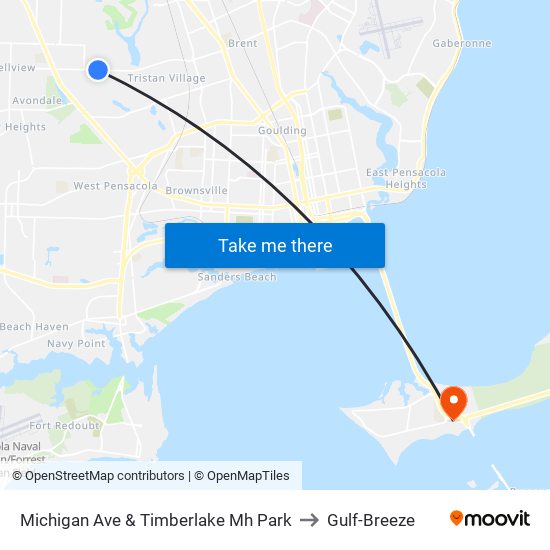 Michigan Ave & Timberlake Mh Park to Gulf-Breeze map