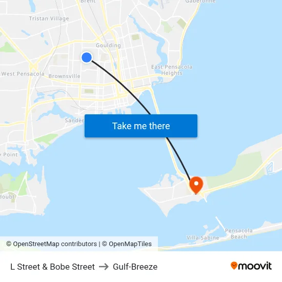 L Street & Bobe Street to Gulf-Breeze map