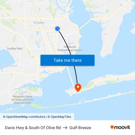 Davis Hwy & South Of Olive Rd to Gulf-Breeze map