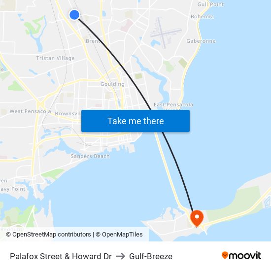 Palafox Street & Howard Dr to Gulf-Breeze map